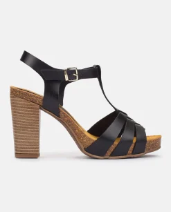 Outlet CARACAS-101 Heeled Sandal Black Heeled Sandals