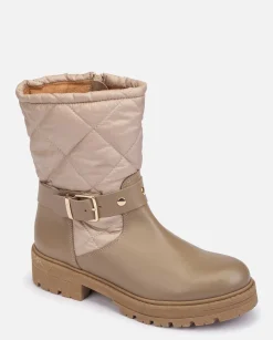 Best Flat Ankle Boot BERNA-003 Beige Ankle Boots