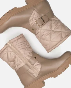 Best Flat Ankle Boot BERNA-003 Beige Ankle Boots