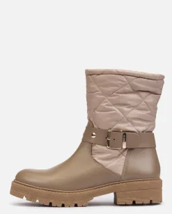 Best Flat Ankle Boot BERNA-003 Beige Ankle Boots