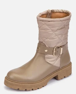 Best Flat Ankle Boot BERNA-003 Beige Ankle Boots