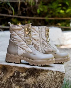 Hot Flat Ankle Boots BERNA-007 Beige Ankle Boots