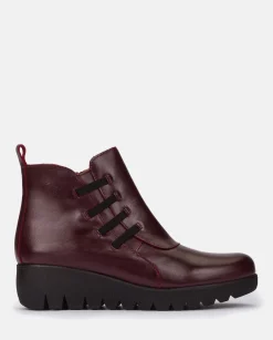 Best Sale Flat Bootie ATENAS-033 Burgundy Ankle Boots