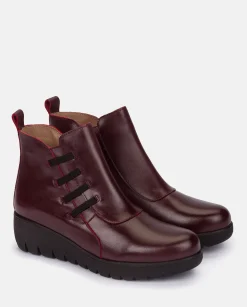 Best Sale Flat Bootie ATENAS-033 Burgundy Ankle Boots