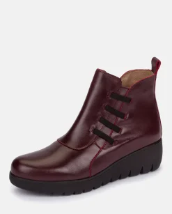 Best Sale Flat Bootie ATENAS-033 Burgundy Ankle Boots