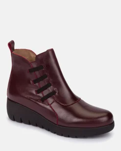 Best Sale Flat Bootie ATENAS-033 Burgundy Ankle Boots