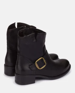 Best Flat Booty MONS-001 Black Ankle Boots