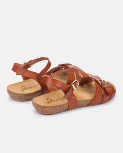 Cheap Flat Sandal IBIZA-185 Brown Flat Sandals