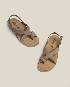 Discount Flat Sandal JERBA-718 Brown Flat Sandals