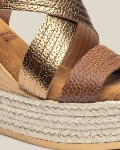 Online Sandalia De Cuña Mey 003 Marron Wedge Sandals