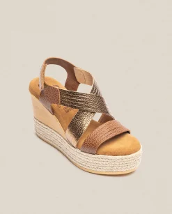 Online Sandalia De Cuña Mey 003 Marron Wedge Sandals