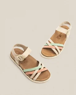 Online Sandalia Plana Arena 001 Beige Flat Sandals