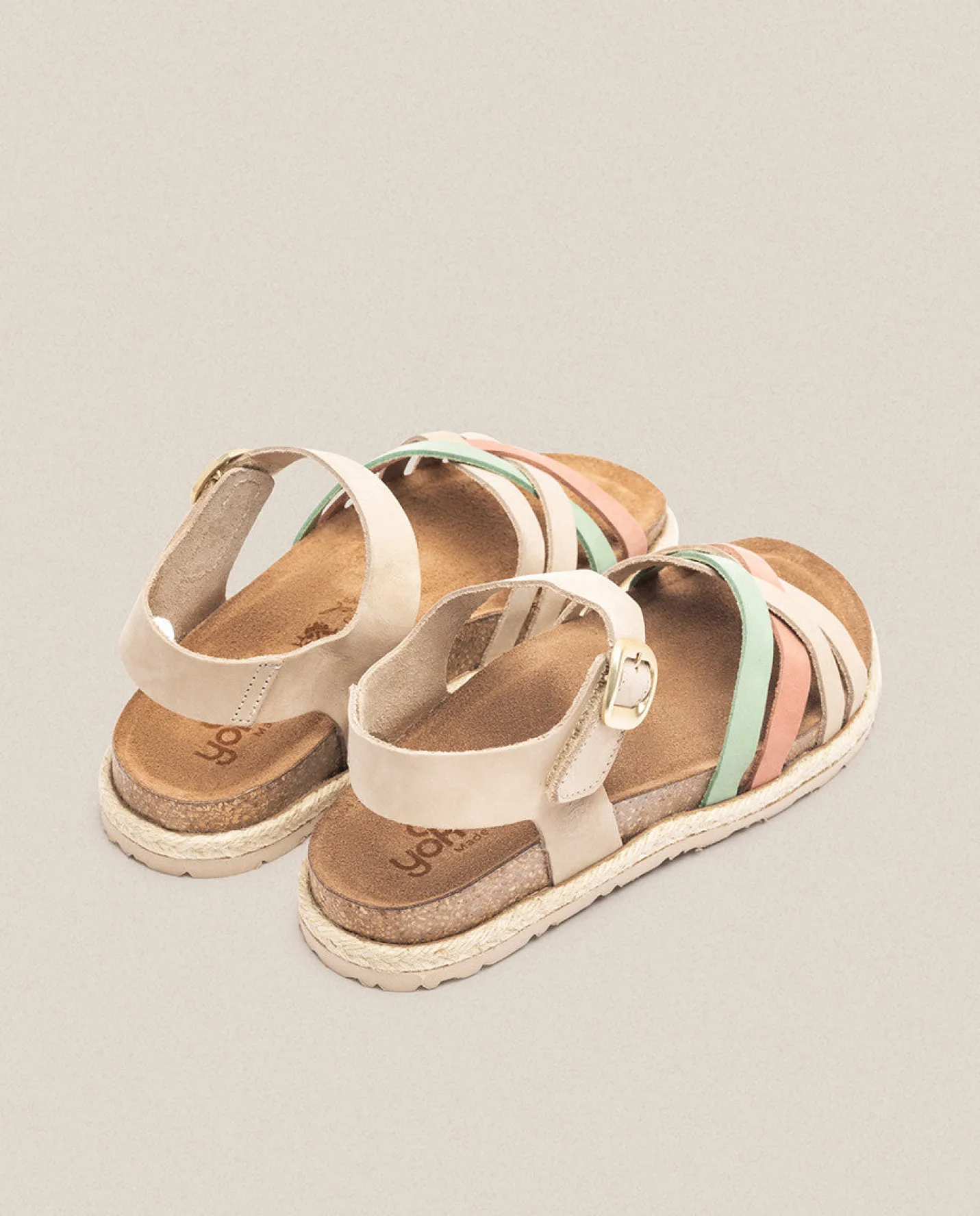 Online Sandalia Plana Arena 001 Beige Flat Sandals
