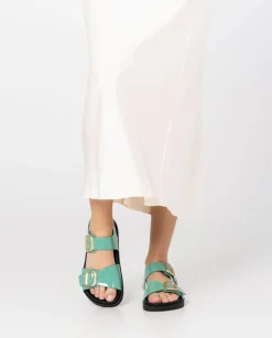 New Sandalia Plana Morena 002 Verde Flat Sandals