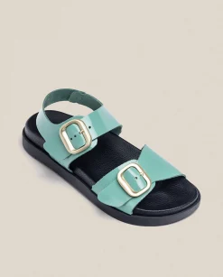 New Sandalia Plana Morena 002 Verde Flat Sandals