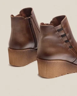 Outlet Wedge Ankle Boot MADONA-006 Brown Ankle Boots