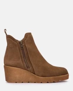 Discount Wedge Booty MADONA-002 Brown Ankle Boots