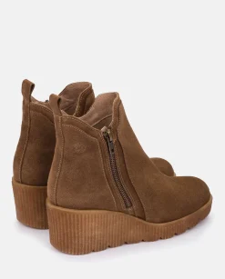 Discount Wedge Booty MADONA-002 Brown Ankle Boots