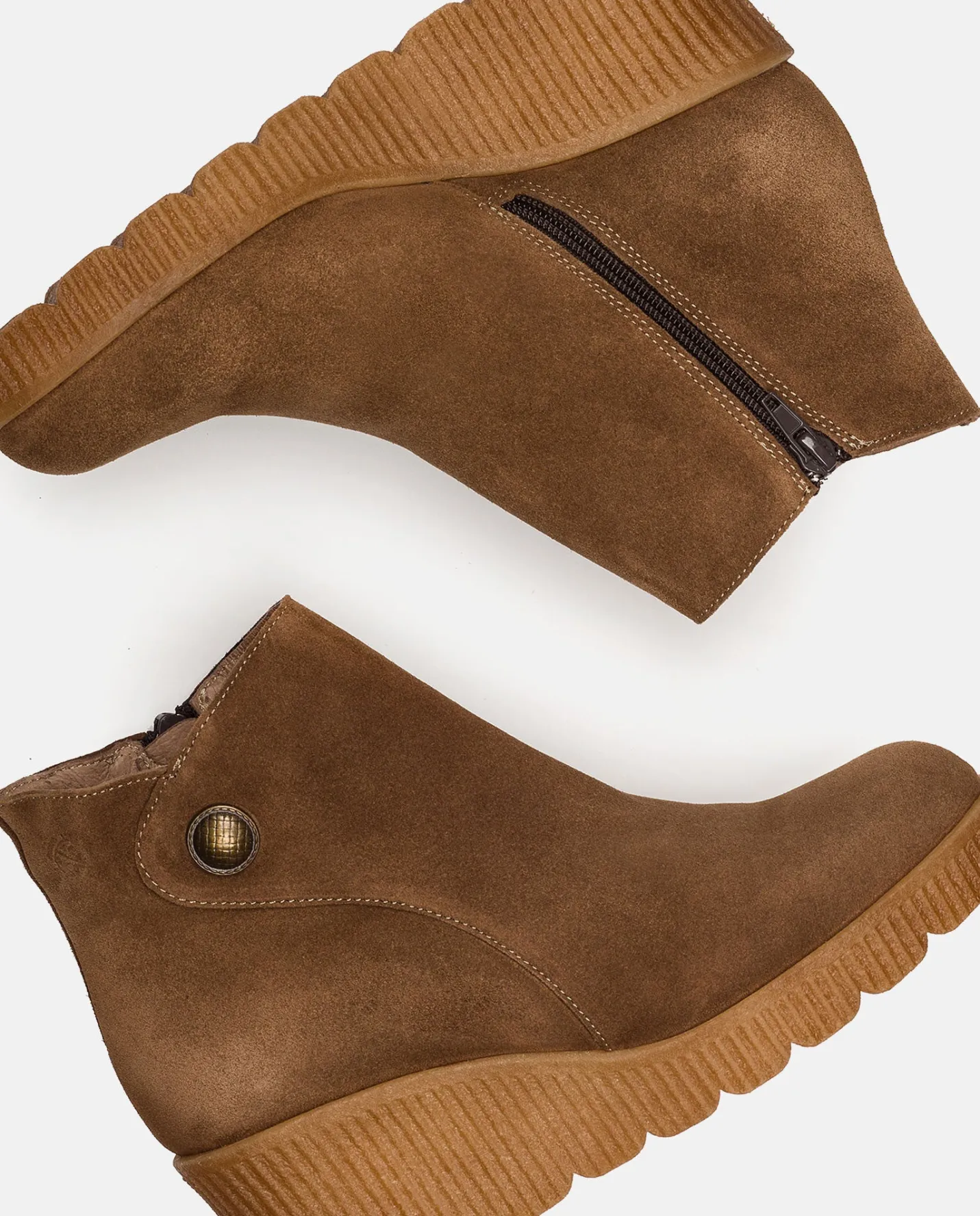 Fashion Wedge Booty MADONA-003 Brown Ankle Boots