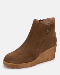 Fashion Wedge Booty MADONA-003 Brown Ankle Boots