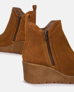 Best Wedge Booty MADONA-002 Leather Ankle Boots