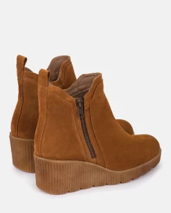 Best Wedge Booty MADONA-002 Leather Ankle Boots