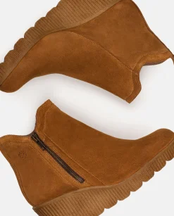 Best Wedge Booty MADONA-002 Leather Ankle Boots