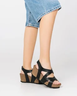 Best Sale Wedge Sandal BARI-303 Black Wedge Sandals