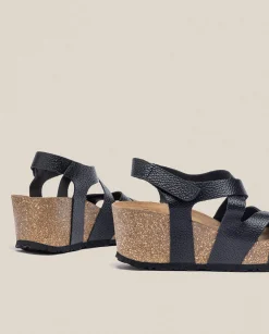 Best Sale Wedge Sandal BARI-303 Black Wedge Sandals