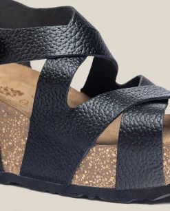 Best Sale Wedge Sandal BARI-303 Black Wedge Sandals