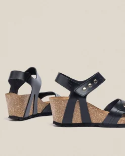 Flash Sale Wedge Sandal CADIZ-303 Black Wedge Sandals