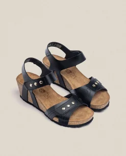 Flash Sale Wedge Sandal CADIZ-303 Black Wedge Sandals