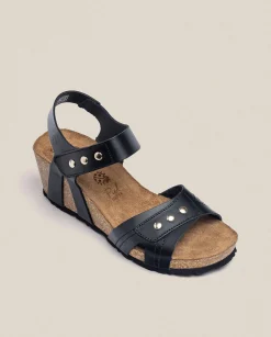 Flash Sale Wedge Sandal CADIZ-303 Black Wedge Sandals