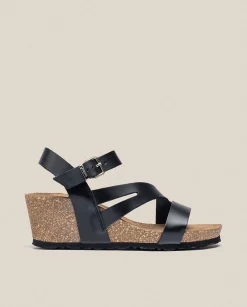 Best Sale Wedge Sandal CADIZ-302 Black Wedge Sandals