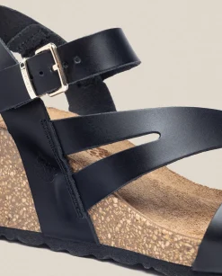 Best Sale Wedge Sandal CADIZ-302 Black Wedge Sandals