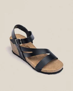 Best Sale Wedge Sandal CADIZ-302 Black Wedge Sandals