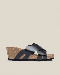 New Wedge Sandal CADIZ-300 Black Wedge Sandals