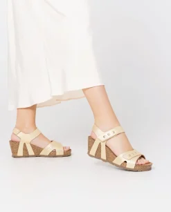 Outlet Wedge Sandal CADIZ-303 Gold Wedge Sandals