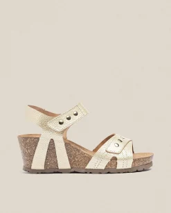 Outlet Wedge Sandal CADIZ-303 Gold Wedge Sandals