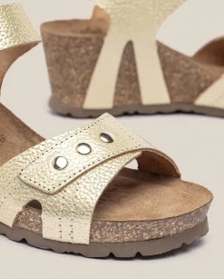 Outlet Wedge Sandal CADIZ-303 Gold Wedge Sandals