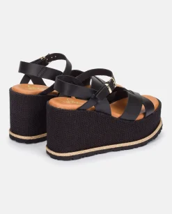 Discount Wedge Sandal LANZAROTE-003 Black Wedge Sandals