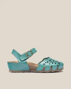 Discount Wedge Sandal MONACO-047 Green Wedge Sandals