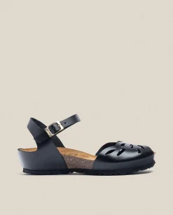 Cheap Wedged Sandal MONACO-003 Black Wedge Sandals