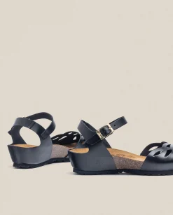 Cheap Wedged Sandal MONACO-003 Black Wedge Sandals