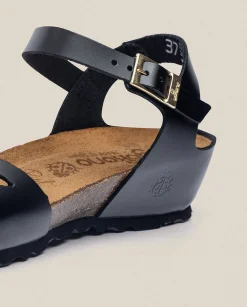 Cheap Wedged Sandal MONACO-003 Black Wedge Sandals